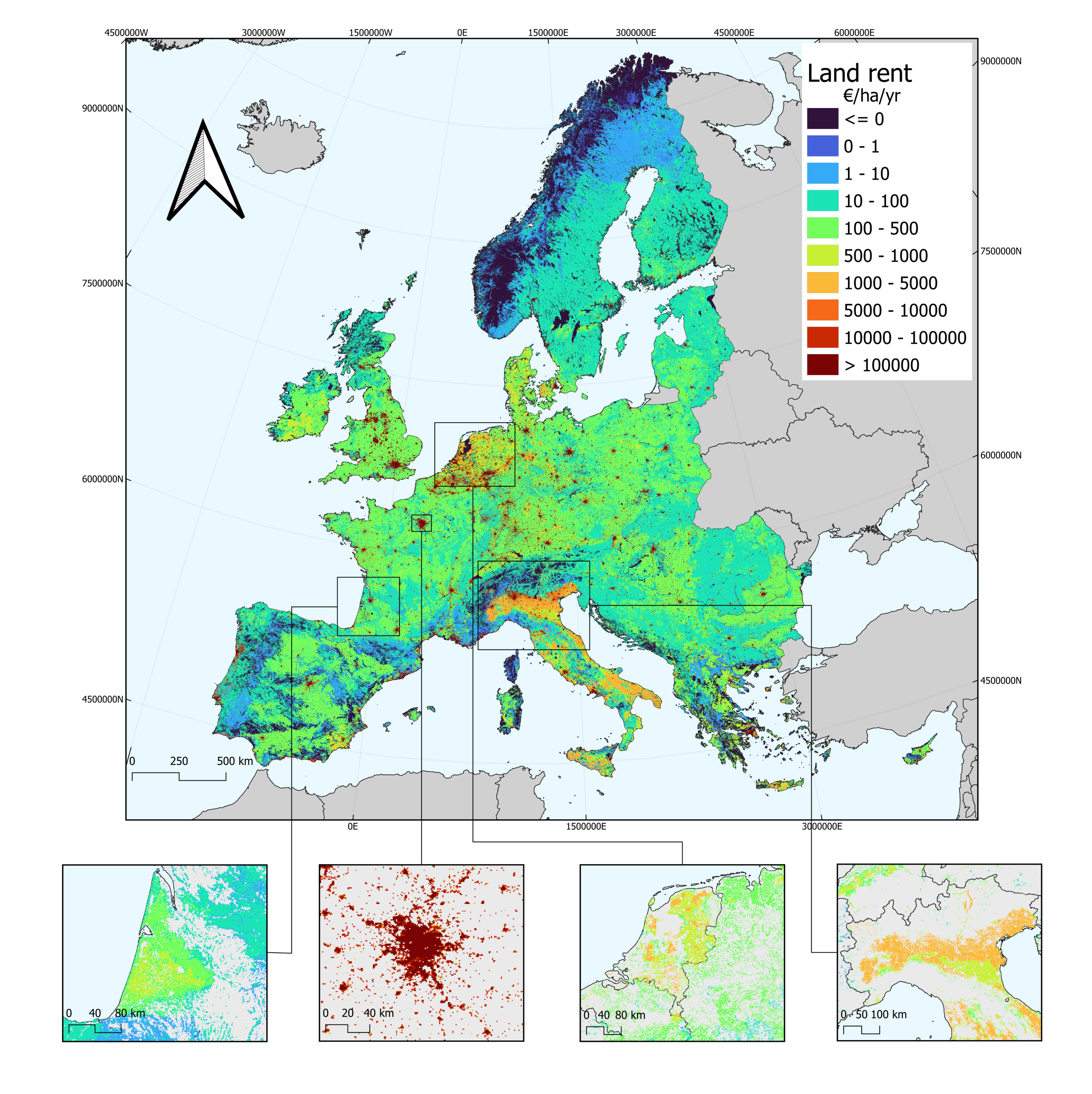 Mapping opportunity cost estimates for spatial conservation prioritisation across terrestrial Europe