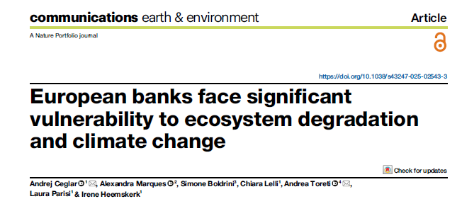 Analysing vulnerability of European banks to ecosystem degradation and climate change